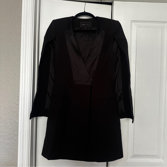 BCBGMaxAzria Elegant Black Blazer Cape Dress - Picture 3 of 4